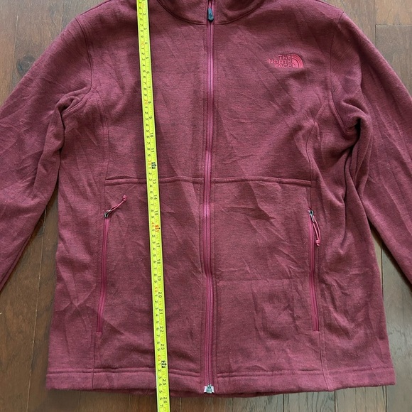 The North Face Full Zip Fleece LINED Jacket Mens  M Maroon Zippered Pockets - Picture 3 of 10